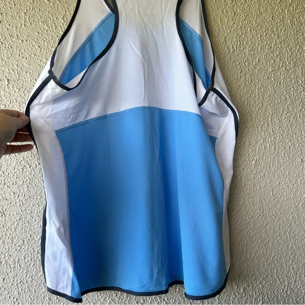 Nike women’s tank top Jersey style with mesh Blue and White XXL